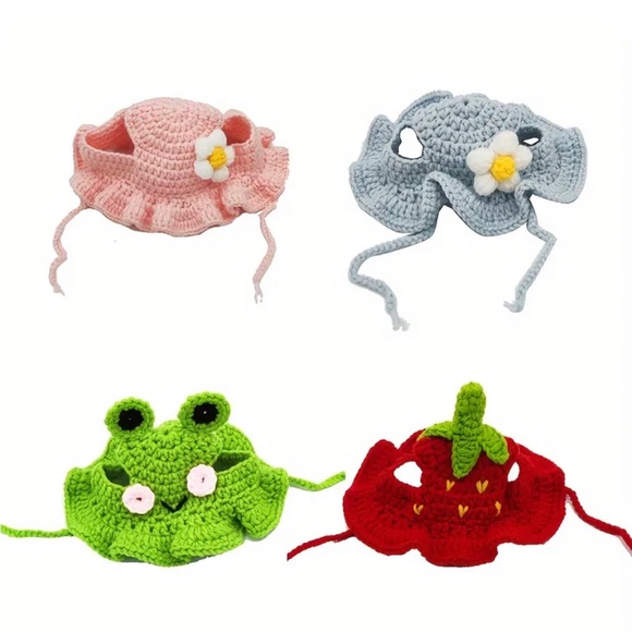 Crochet Green Frog Hat for Small Pets, Cat or Dog - Picture 4 of 16
